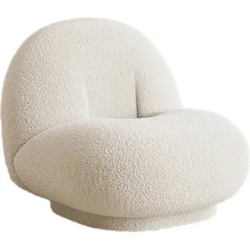 Cute Modern Chairs Living Room Naughty Lambs Wool Wood Lounge Chair Lazy Sofa Swivel Cadeira Giratoria Decoration