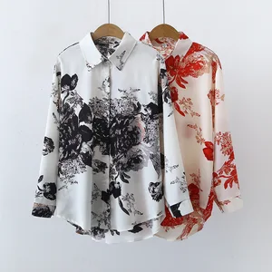 GX5476 Fashion 2022 Spring Autumn Printed Blouse Women Causal Street Wear Button Tops Lady Long Sleeve Shirt