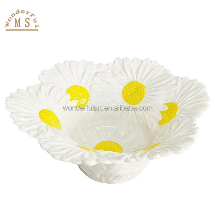 Porcelain  daisy food dish Shape Holders 3d flower Style Kitchenware Ceramic sunflower canister dish Tableware tray bowl