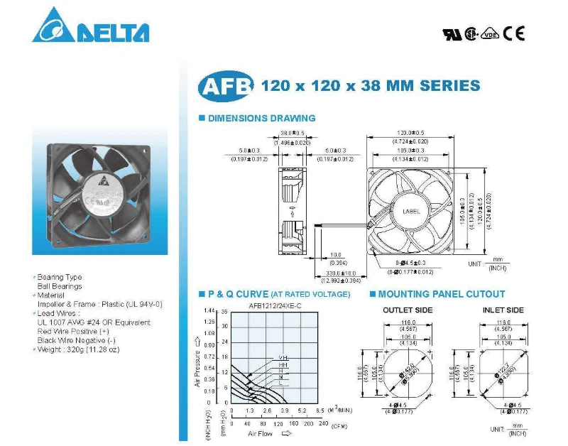 Original electric axial flow cooling fan AFB1224SHE 24V Industrial axial fan