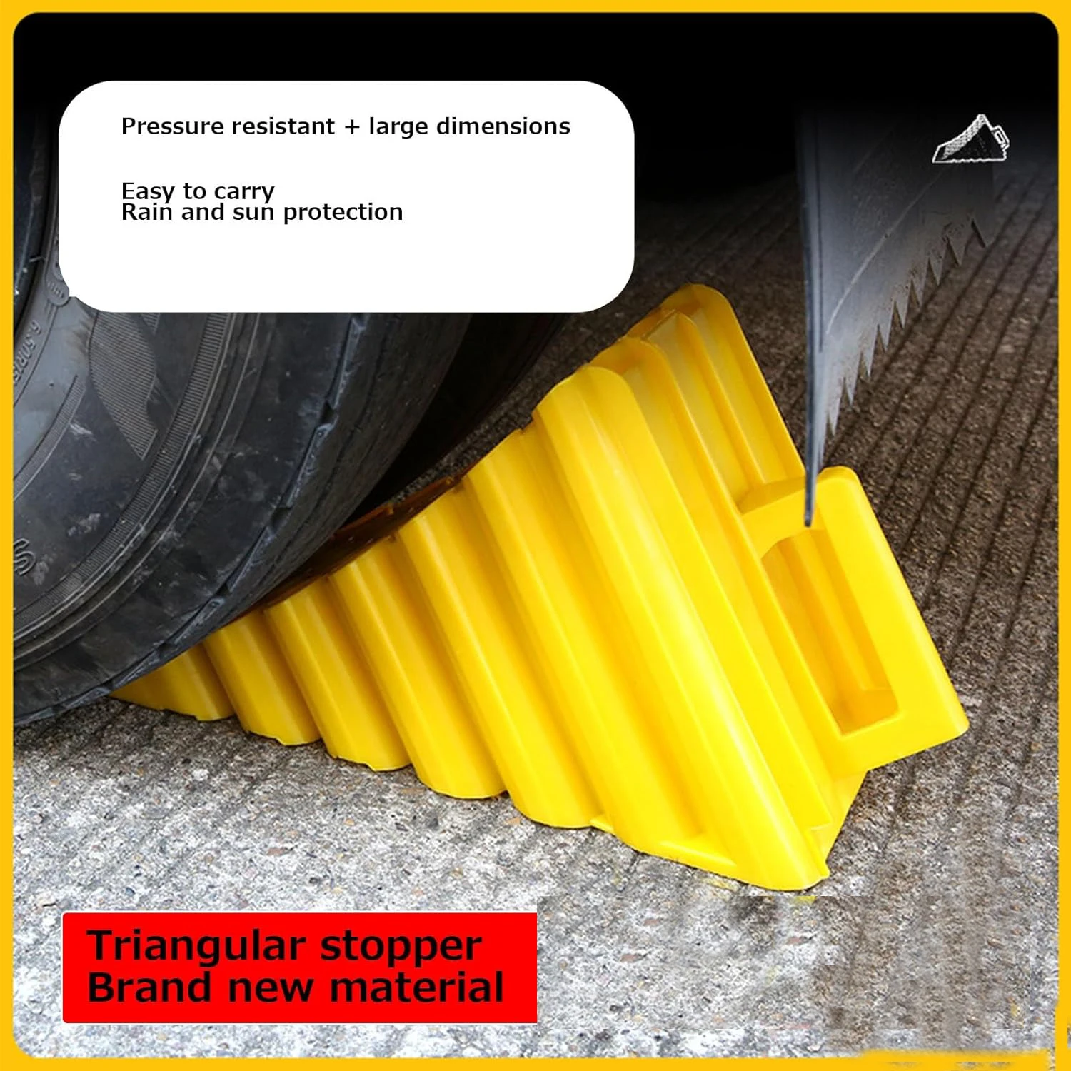 Wheel Chocks with Rope, Non Slip Heavy Duty Yellow Wheel Chock, Lightweight Wheel Stoppers for Cars Camper Trucks RVs manufacture