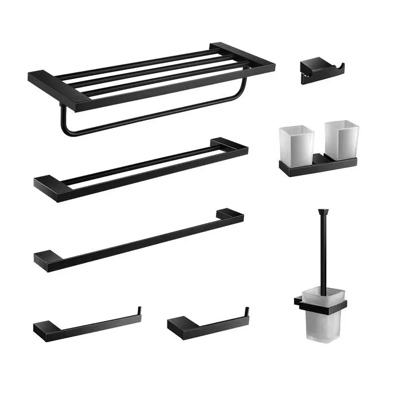Black Bathroom Accessories Set - Black/Stainless Steel