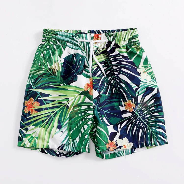 Summer High Quality Plant Floral Short Swim Trunk Board Sporty Beachwear Quick Dry Printing Shorts Kids Boys Swim Shorts