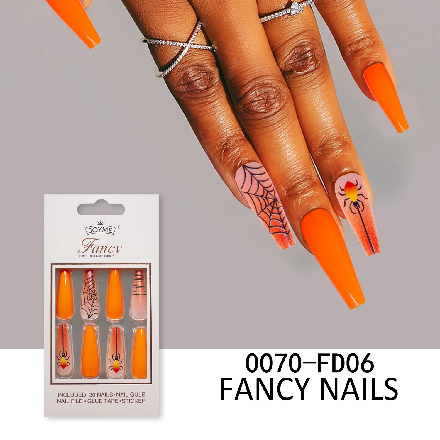 30 шт. накладные ногти на Хэллоуин длинные с призрачным лицом полное покрытие Длинные гроб для женщин и