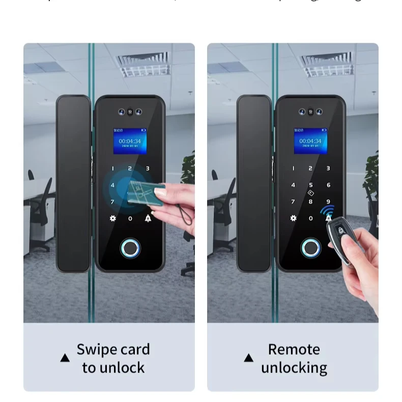 Easy Installation Unlock by Fingerprint Face Recognition Password Remote Phone Glass Deadbolt Door Tuya Smart Lock
