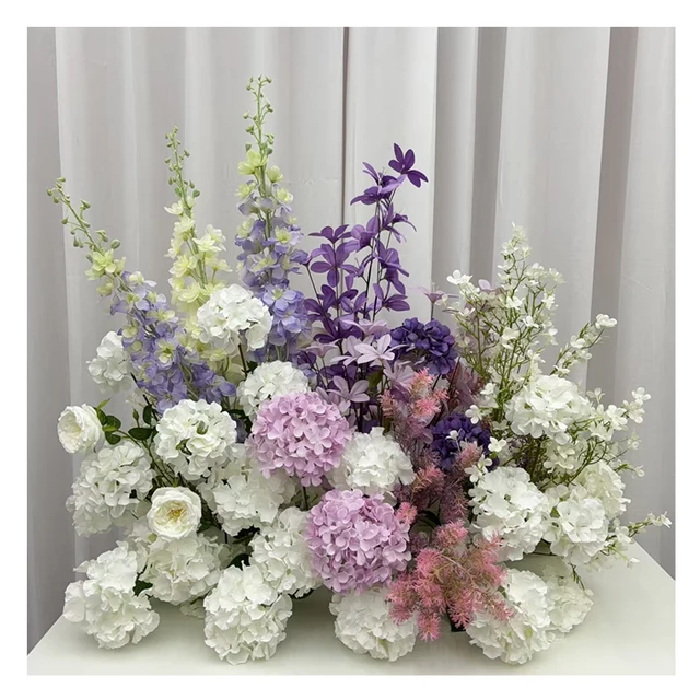 Custom Purple Wedding Table Centerpieces Decoration Artificial Flower Pink Flower Row Birthday Event Stage Flower Decoration