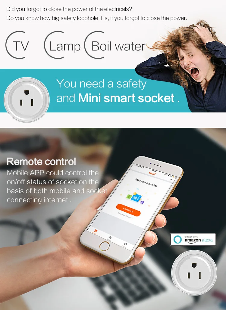 Mini Smart Remote Control Wi-Fi Plug Interruptor Enchufers Intelligent Enchufe Inteligente Wifi Contacto Socket Works with Alexa