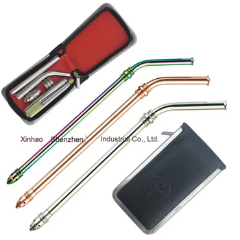 Modern 304 316 Anti-Scratch Stainless Steel Straw for Milk Tea Beverage Telescopic Foldable Beverage Straw Office Cup Overseas