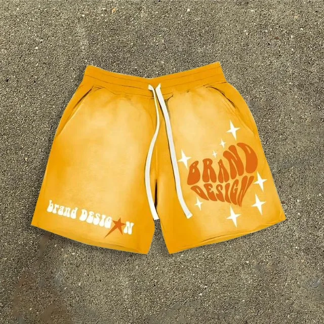 Custom Summer Bermuda Jogger Sweat Shorts Cotton French Terry Oversized Baggy Sun Faded Distressed Acid-Wash-Shorts for Men gallery 4