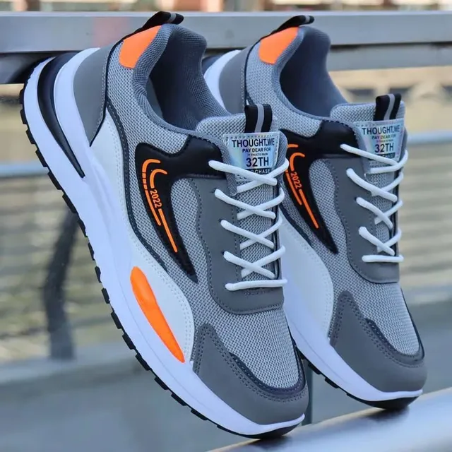 2025 Spring Summer Collection Men's Breathable Sneaker Shoes Soft Sole Lace-Up Non-Slip Deodorant Casual Travel Running Shoes