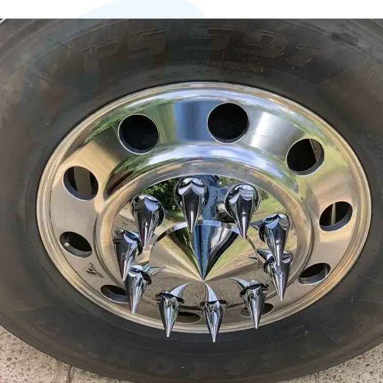 Custom Semi Truck Chrome Axle Wheel Cover Combo Kit W/33mm Threadon