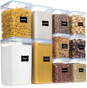 10 Pcs BPA Free Plastic Cereal Large Airtight Food Storage Containers for Kitchen & Pantry Organization