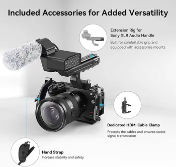 SmallRig Handheld Cage Kit for Sony FX30 FX3 with XLR Handle Extension Rig, Wrist Strap and Clamp for - 4184 detail image