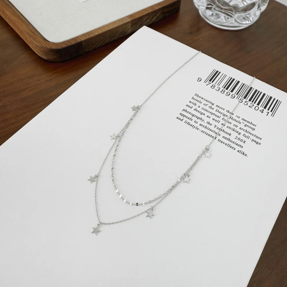 KAKODIY simple design fashion jewelry double chain five star pendant necklace daily dress jewelry necklace detail 6