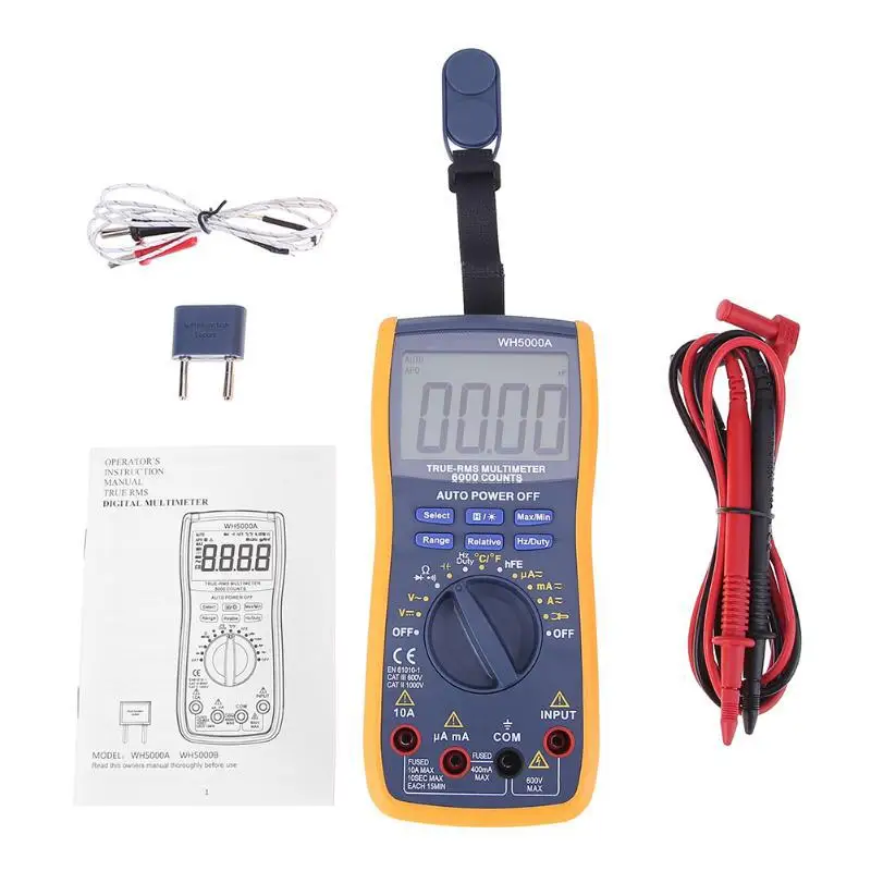 WH5000A Digital Multimeter 6000 Counts with USB Interface Auto Range with Backlight Magnet AC DC Ammeter Voltmeter Ohm