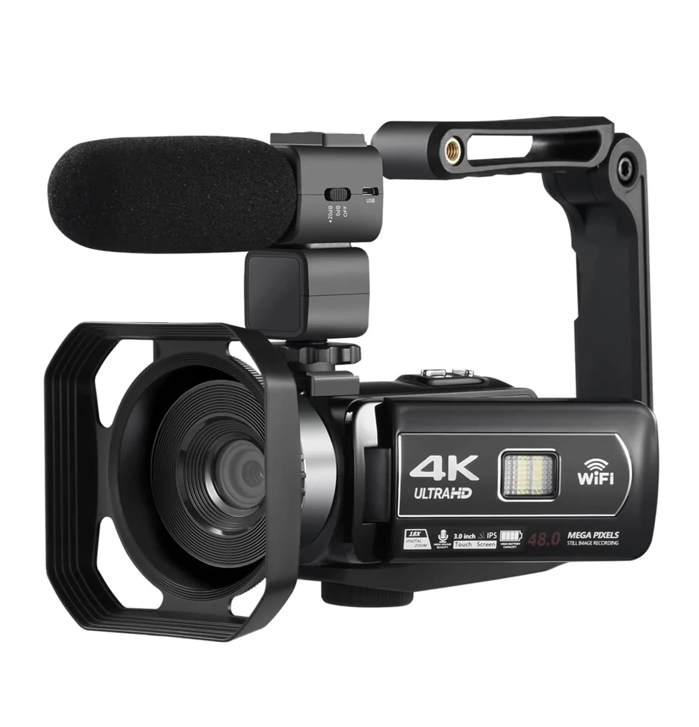 4K Video Camcorder Live Streaming Camera for Youtube 48MP WIFI 16X Zoom