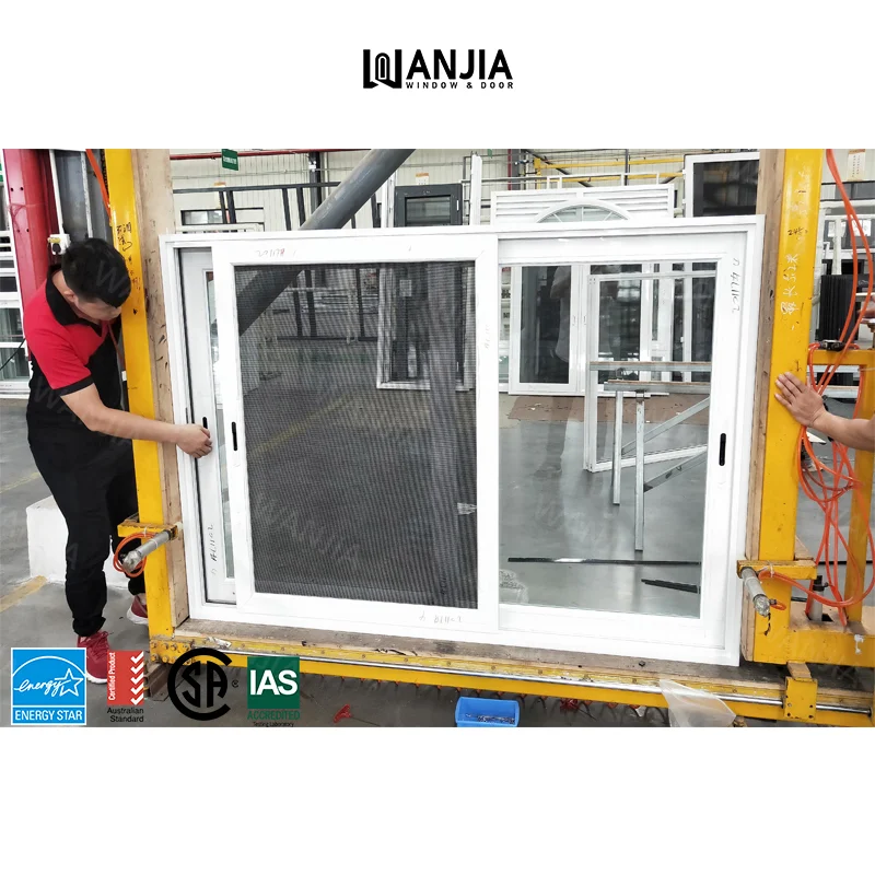 WANJIA Double Glazed Aluminum Frame Sliding windows 3 Tracks Sliding Window