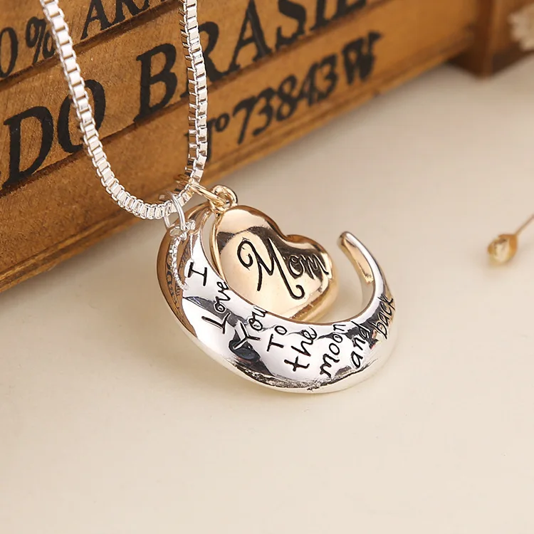 New I Love You To The Moon and Back Pendant Necklace Family Member Cute Gift PF 