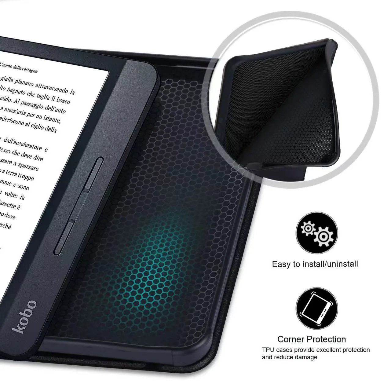 product protective case spot pu leather  tpu soft case for kobo forma 8inch n782 transformers reading  sleeping-2
