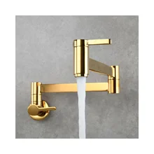 Pot Filler Faucet Wall Mount Black Folding Kitchen Faucet with Brass Double Joint Swing Arm