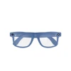 Blue frame with transparent lens