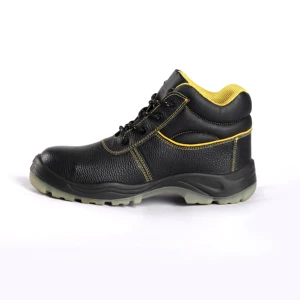 Factory Outlet Mid Top Safety Shoes Anti Smash Puncture Proof Security Shoes Hard Wearing Cow Leather Lace up Work Footwear