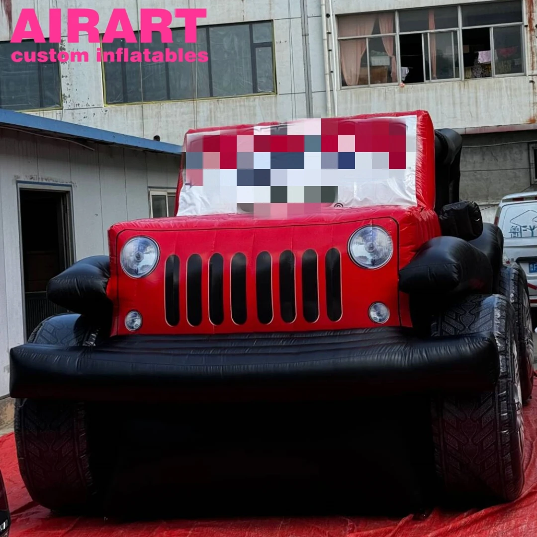 High Quality Inflatable Car Simulation Inflatable Pvc Jeep Red Color Inflatable Jeep Car