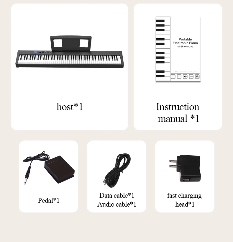 88 Keys Electronic Piano Keyboard Midi Output Builtin Stereo Speakers