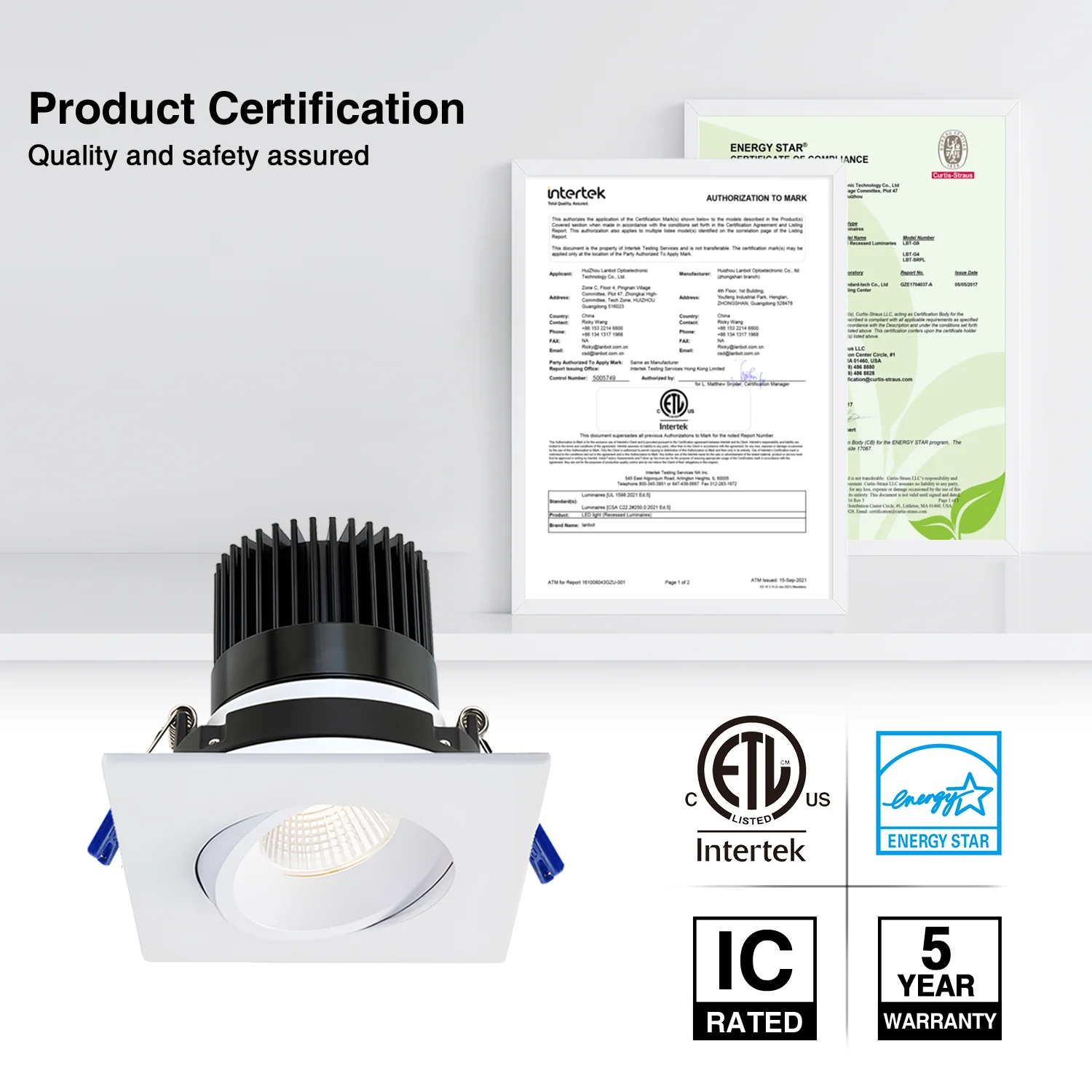 Lanbot IP54 Wet Location 3.5 Inch 5CCT Color Changeable LED Downlight Dimmable with Junction Box for Kitchen & Bathroom