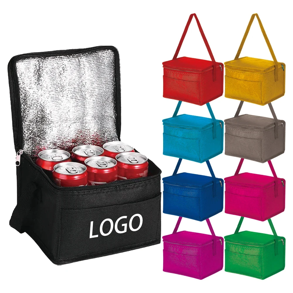 Promotional Custom Nonwoven Small Insulated Cooler Bag Wine Cooler Bag With Zipper for Picnic