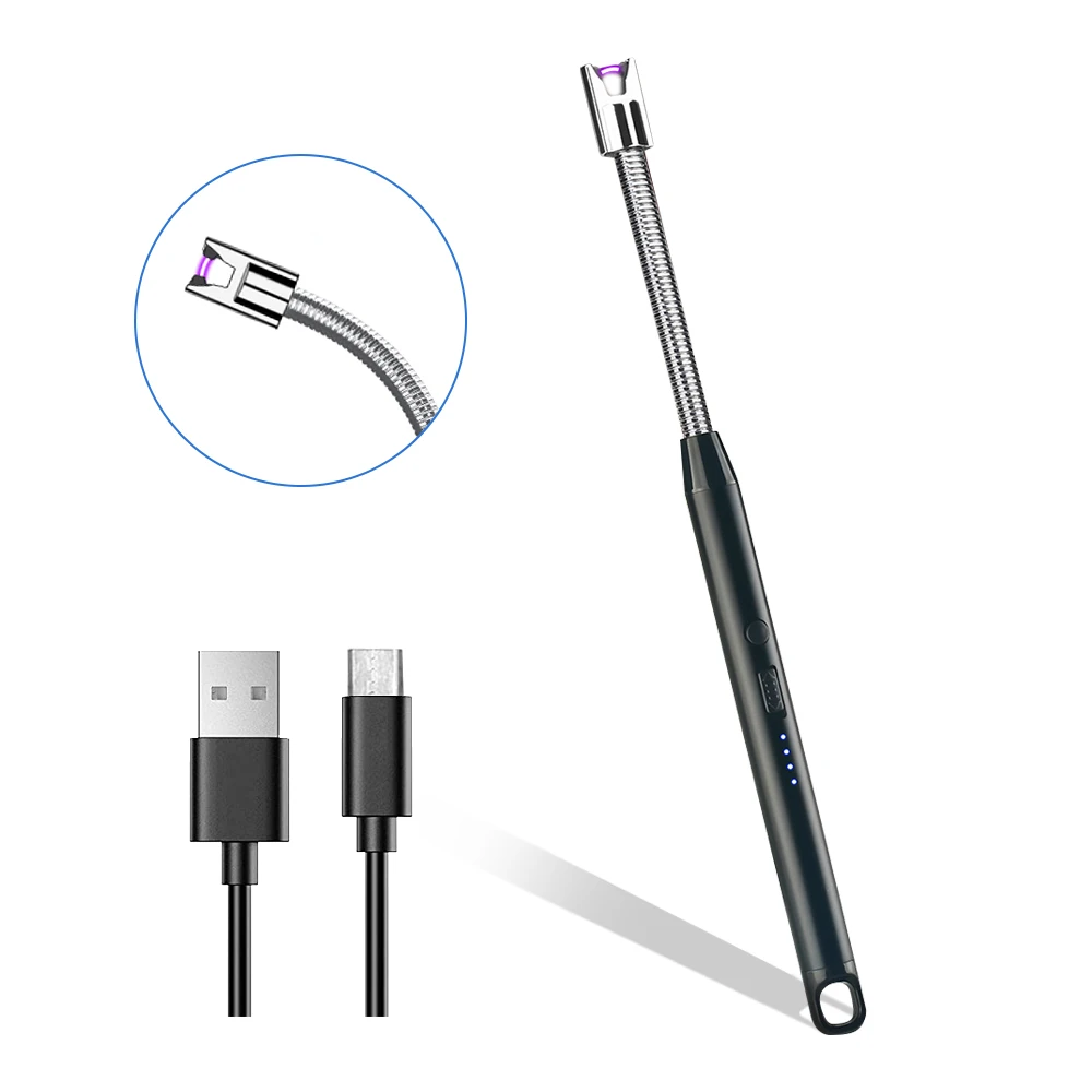 Custom Wholesale Long Stick Flameless Plasma Candle Lighter Flexible Rechargeable Electric Arc
