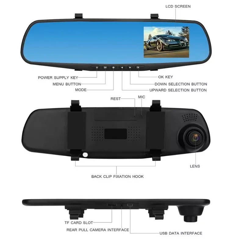 Buy Wholesale China Wholesale Car Black Box Full Hd 1080p Dual Lens Dash Cam  4.3 Rear View Mirror Car Dvr Camera & Dash Cam Car Black Box at USD 19.9