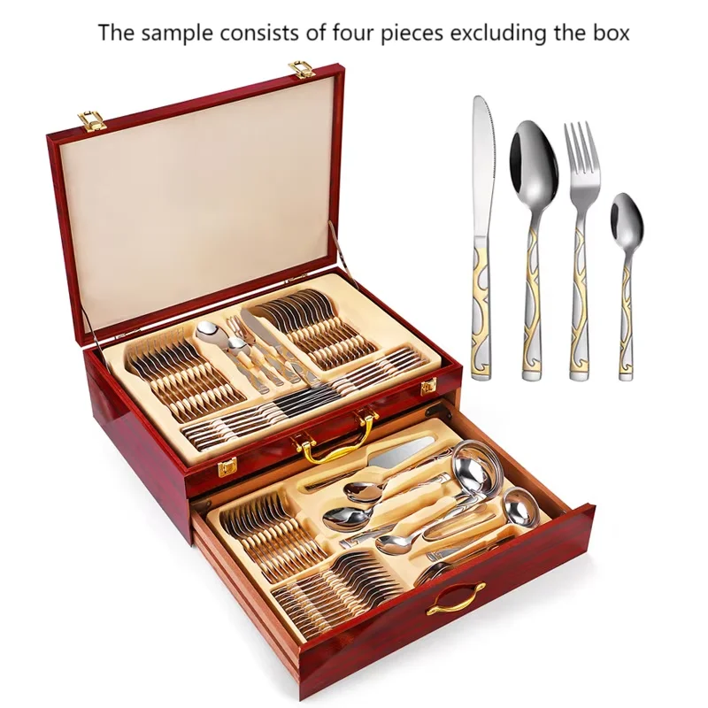Luxury King Crown Handle 16 20 24 25 30 72 Piece Spoon Fork Knife Flatware Silverware Cutlery Set