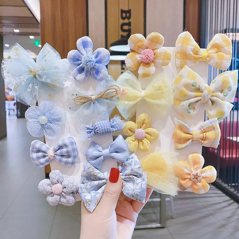 Summer new cute lace butterfly hairpin set Korean version simple sweet bangs with flower hair accessories
