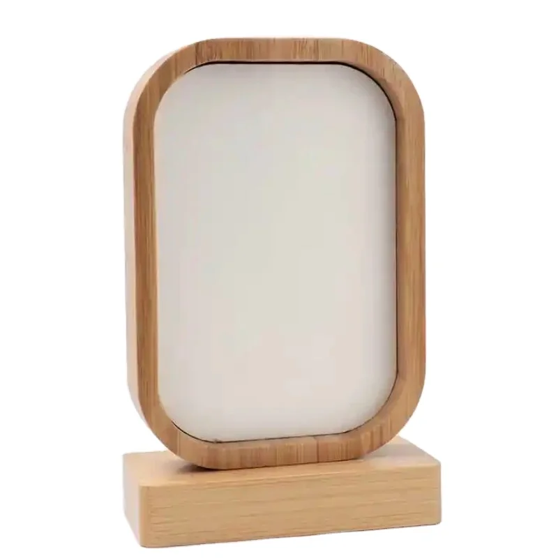 DIY Design Bamboo Photo Frame Sublimation Round Rectangle Shapes with Magnet Stand for Gift Giving