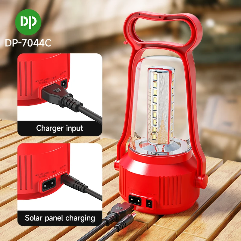DP Led Camping Lantern Light Portable Rechargeable Battery Powered Outdoor Lighting Waterproof Lamp Solar Charging