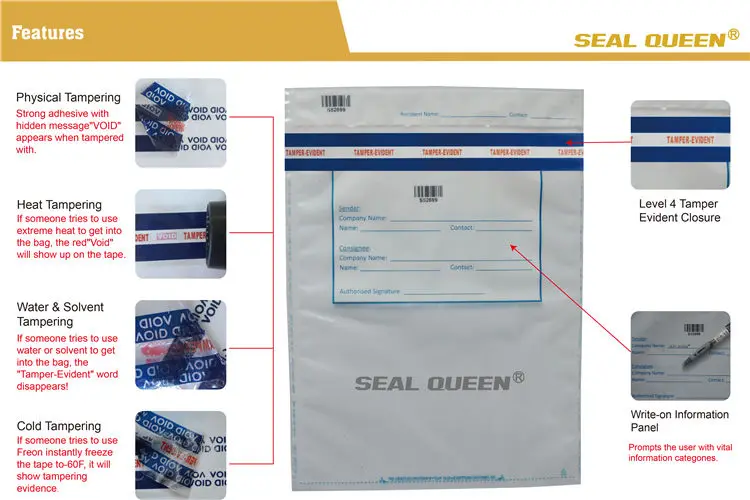 Free Sample Tamper Evident Money Bag Custom Plastic Bank Security