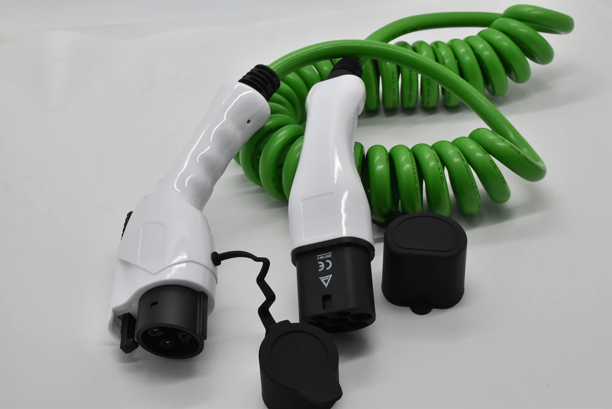 Car Charging Cable Ev Charger Green Spring Wire Car Charger 16a Mode 3