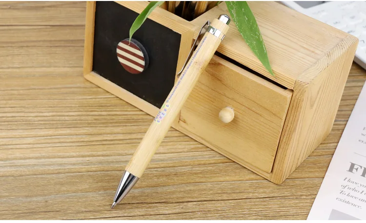 Custom Logo Eco-Friendly Bamboo Wood Ballpoint Pen 1.0mm Writing Width Blue/Black Ink Durable Sustainable Office & School Use