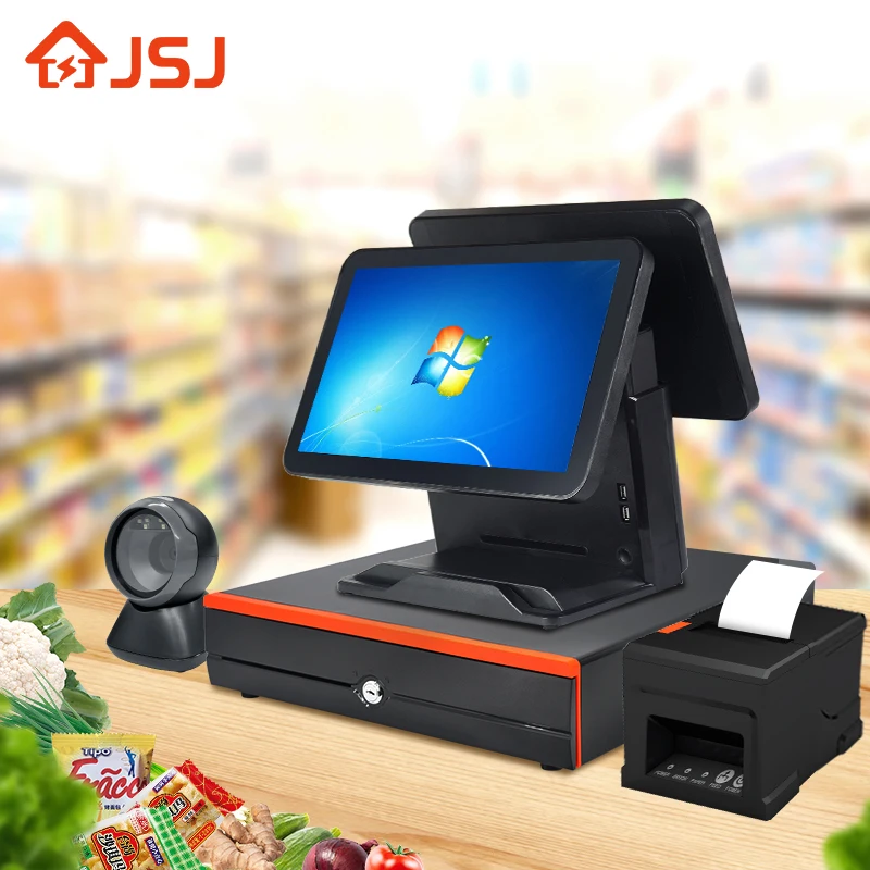 Custom Logo Cash Register Windows Android Double Touch Screen Monitor Pc All in One Pos Systems Machine for Station Retail