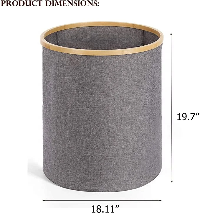 Concise Foldable Home Storage Bamboo Polyester Cotton Hemp Round Stool Round Laundry Basket