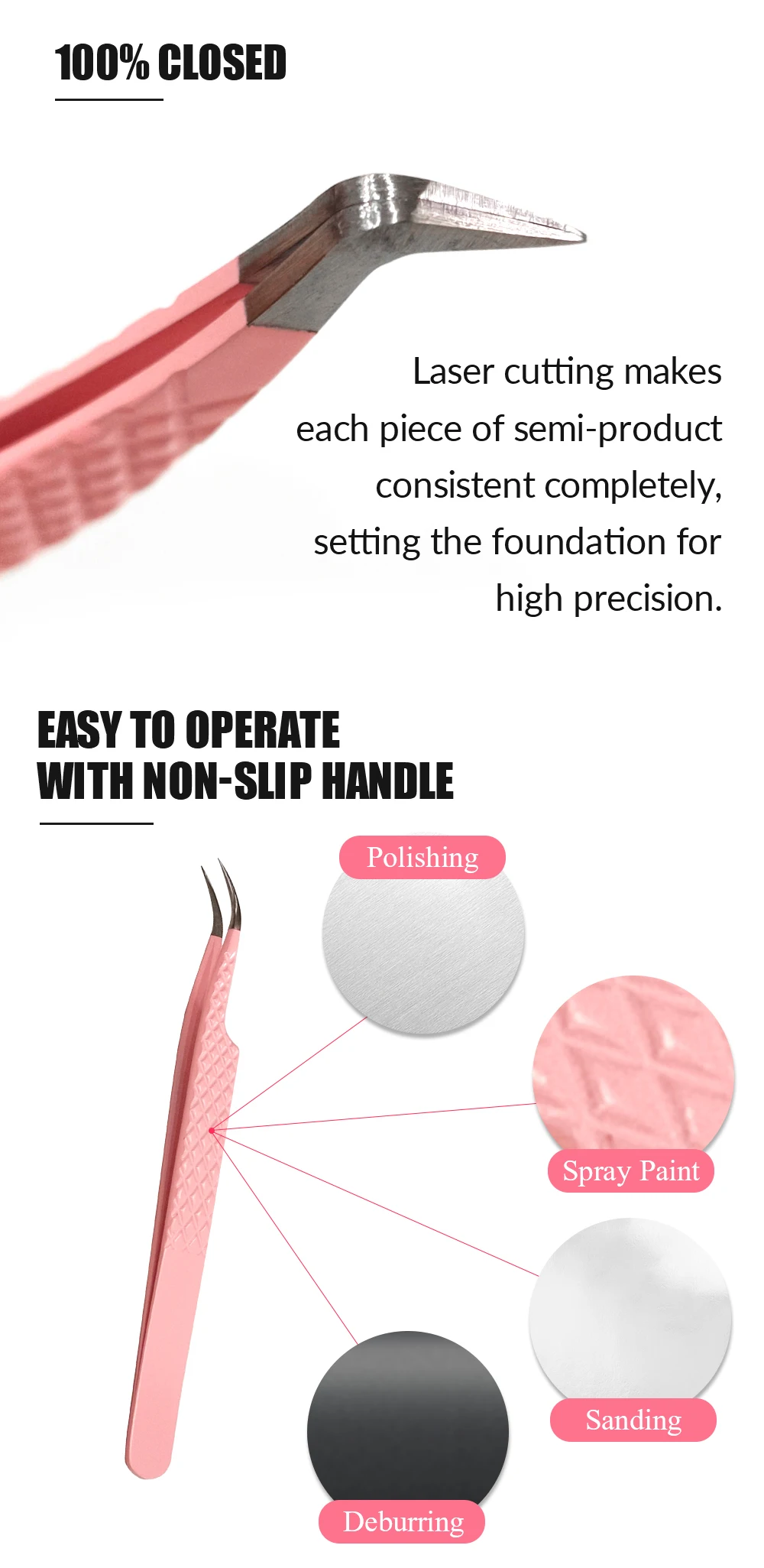 Custom Logo 45 75 90 Degree Diamond Grip Tweezers Stainless Steel Lash