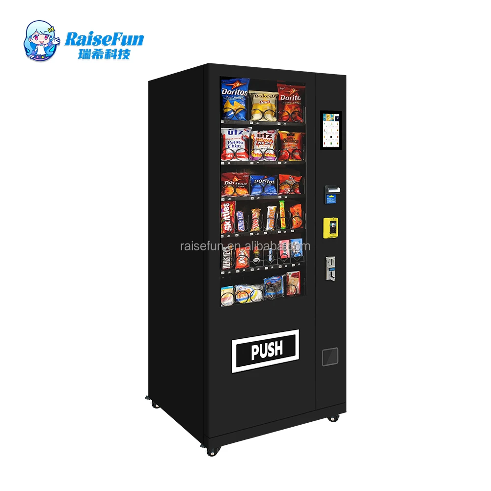 Smart Snack Drink Combo Vending Machine Automatic Touch Screen Card Reader Coin Bill Acceptor Outdoor Large Capacity