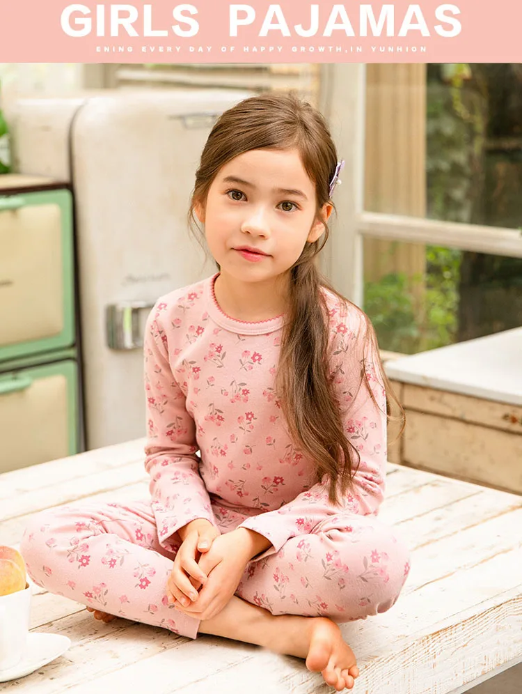 Wholesale Kids Floral Print Cotton Fabric Children Sleepwear For Kids