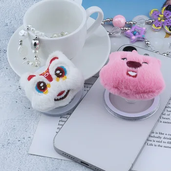 Mobile Phone Holder With Cute Design Pandas Dolls Soft Phone Holder Custom Phone Grip Poppings socket with logo