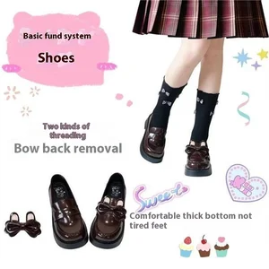 2026 Women's Elegant Korean-Style Single-Layer Mary Jane Loafers All-Season Slip-On Bow Flat Shoes Internet Popular Autumn