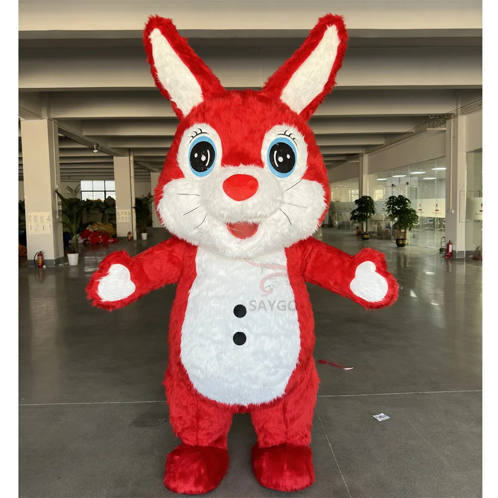 Stomach Buttons Dressing Short Eared Rabbit Bunny Mascot Costume Inflatable CE 2m Plush Bunny Mascots for Easter Walking