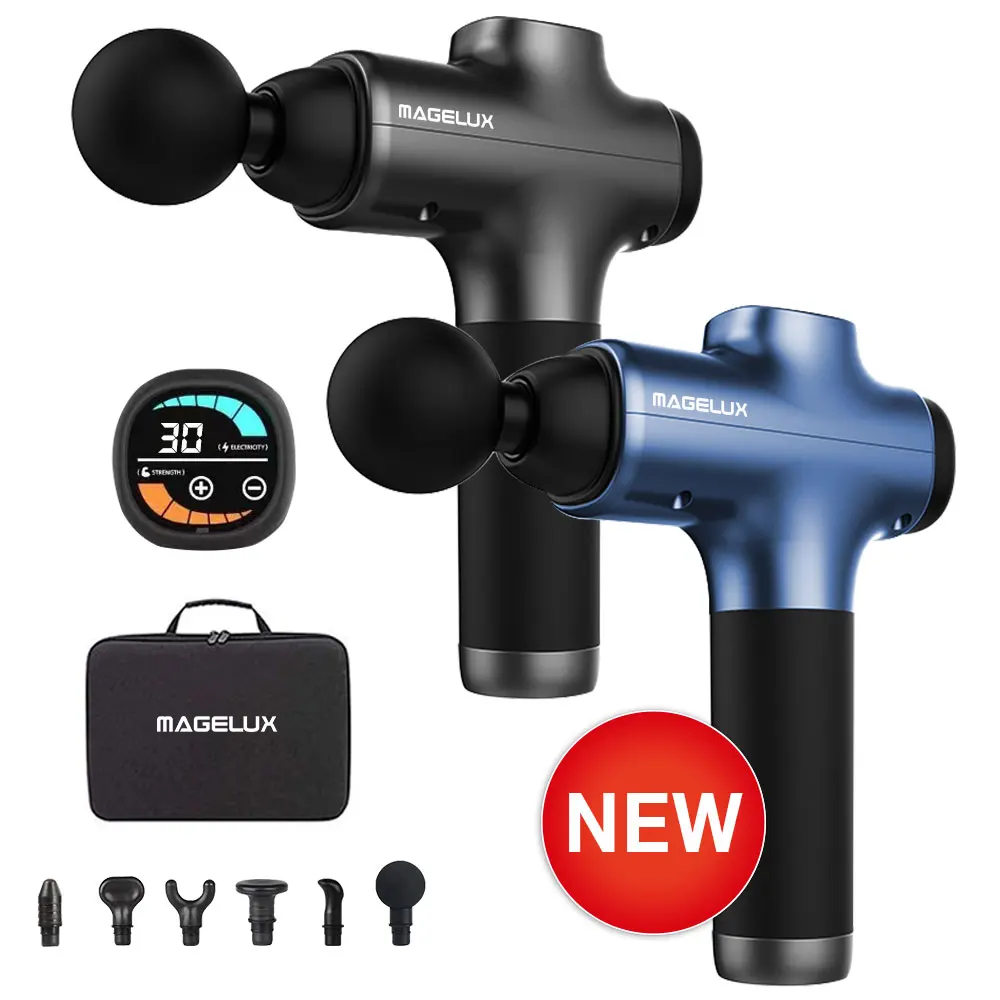 2023 Electric Muscle Vibration 4 Head Body Timing Control Gun Massage Machine 24V Eu Warehouse Private Label Massage Gun Black