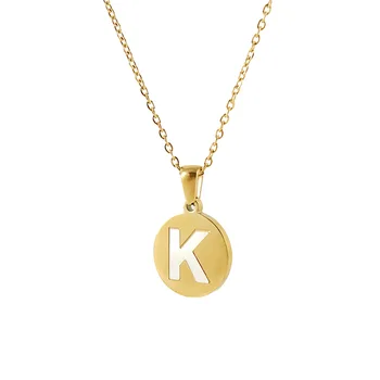 new jewelry designs Personalized Stainless Steel Gold Letter Name Round Initial Pendant Necklace