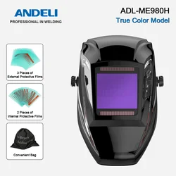ANDELI Солнечная Авто Затемнение Сварочный Шлем с большим экраном True Color шлифования сварочный шлем ME980H защитный оборудование для